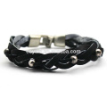 Charm Friendship Black Cool Skull Braided Leather Bracelet